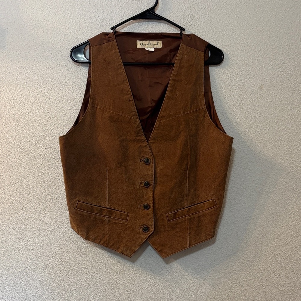VTG Great Land Brown Leather Vest